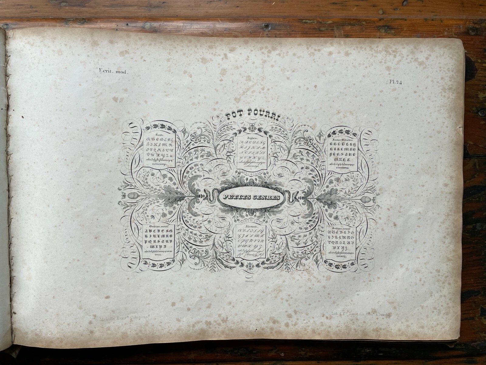 French Type Speciman from 1835 – Alphabet Lithographs of Jean Midolle