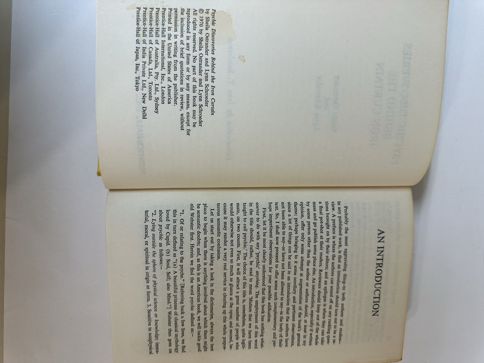 Psychic Discoveries Iron Curtain Ostrander Schroeder Hardcover Prentice Hall DJ