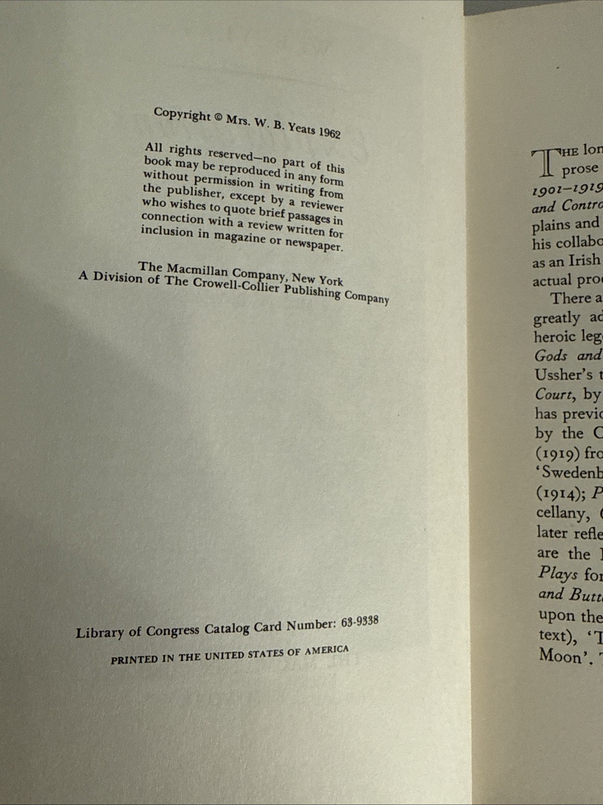 Explorations W. B. Yeats 1962 First Edition HC