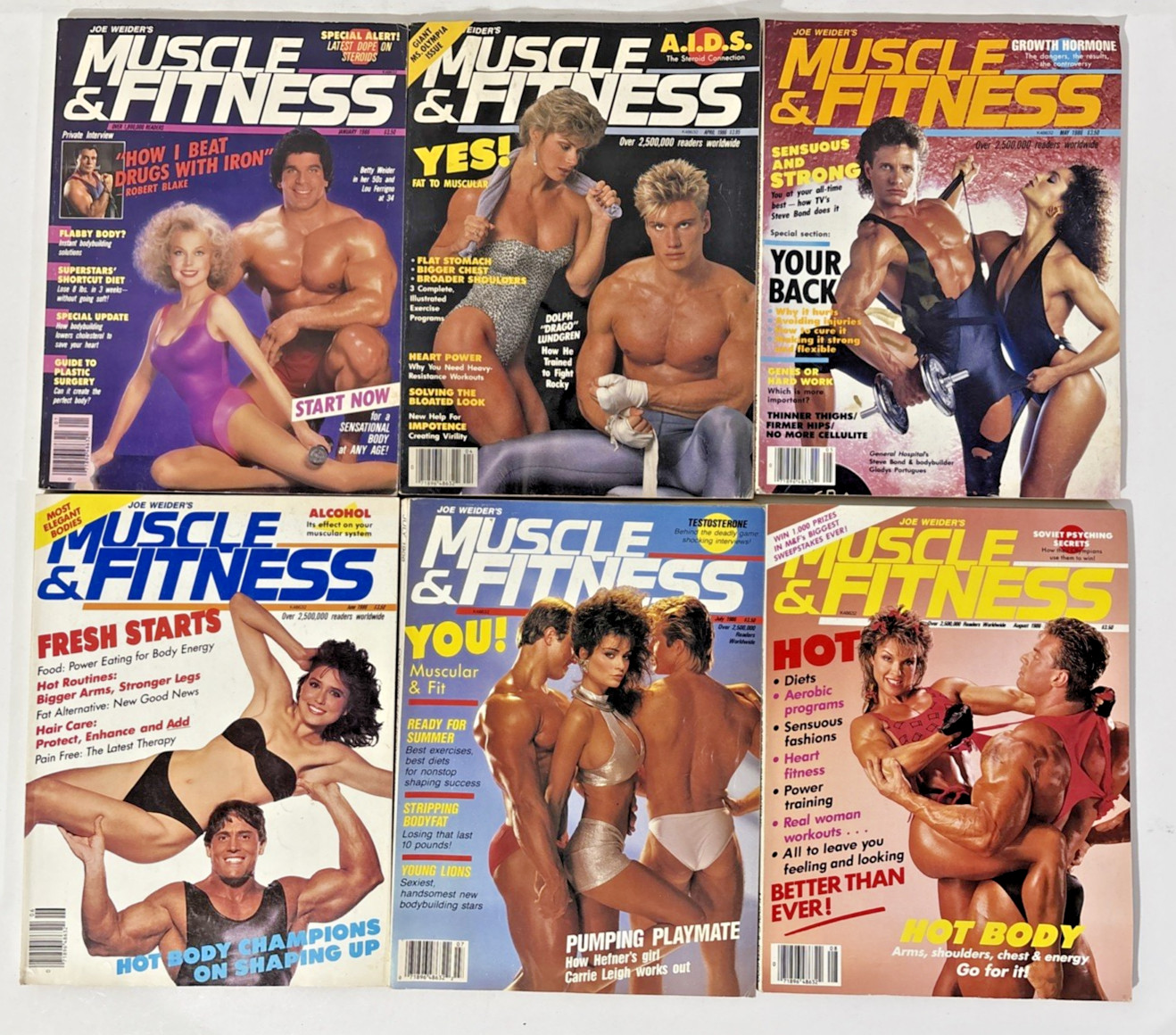 Lot of 10 Joe Weider’s Muscle & Fitness Magazines 1986 Lou Ferr, Dolph, Chck Nor