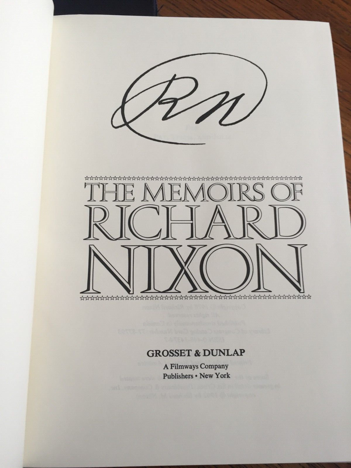 1978 Memoirs of Richard Nixon 1st Edition Signed by Author (Nixon) w/ Slip Case*