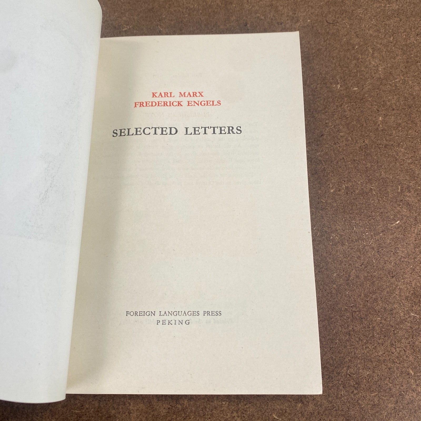 Marx Engels Selected Letters 1977 First Edition Foreign Languages Press PB