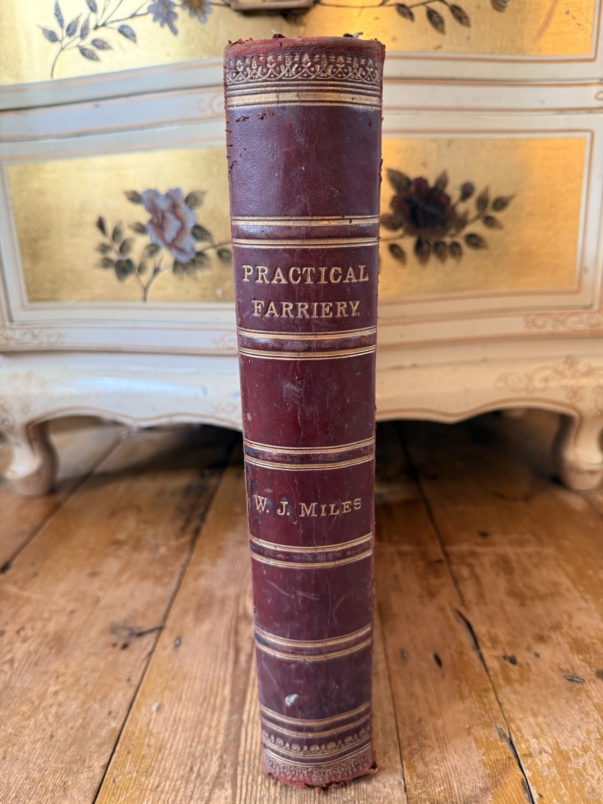 Antique Equestrian Reference Book Modern Practical Farriery Victorian Leather