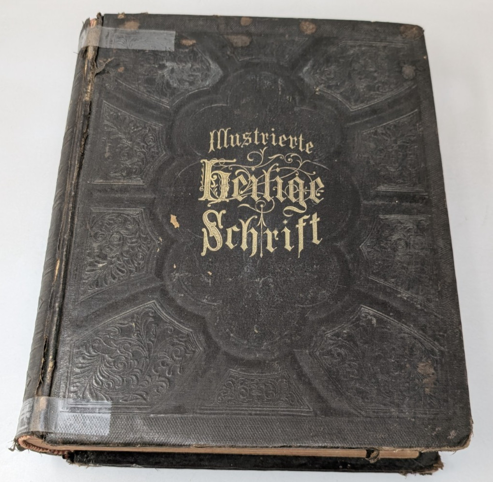 Antique German Holy Bible 1891 A. J. Holman’s Co. Philadelphia Illustrated VTG