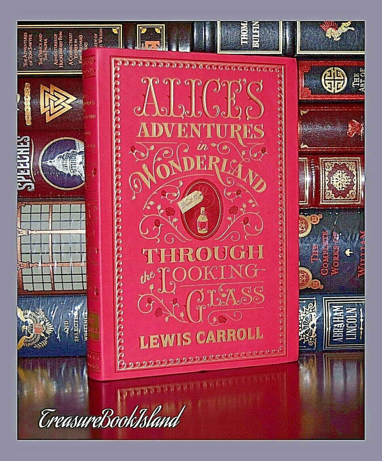 Alice in Wonderland & Through Looking Glass Carroll New Leather Bound Deluxe