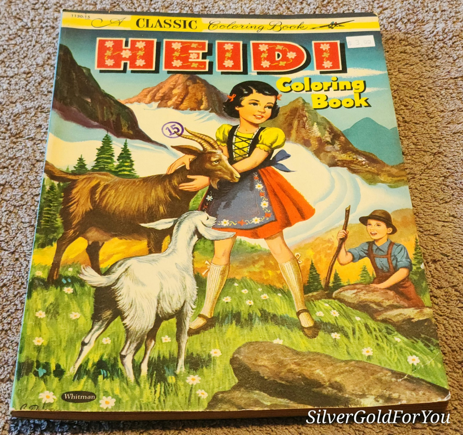 1954 RARE Heidi Classic Coloring Book Whitman Publishing Racine Wisconsin VTG