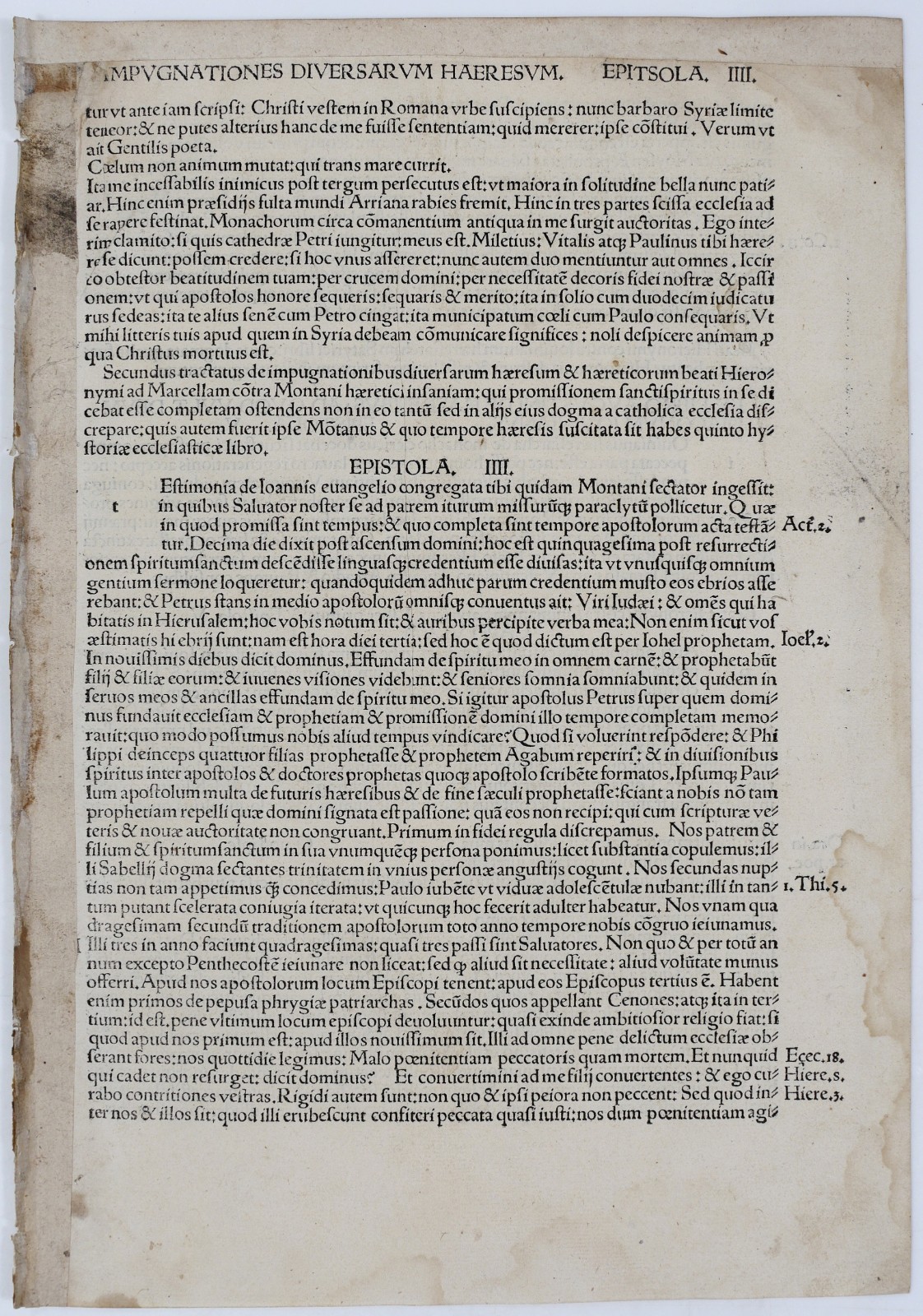 1497 St Jerome Incunable Leaf – Diverse Heresies Ep. III-IV – Jovinian