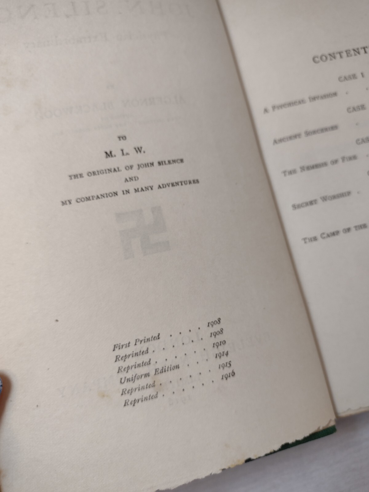John Silence Physician Extraordinary by Algernon Blackwood 1916 scarce edition