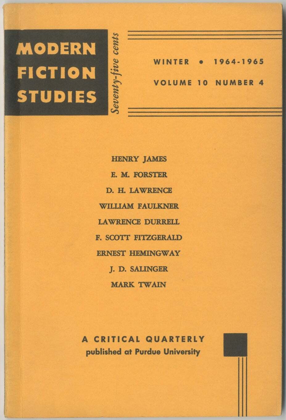 Maurice BEEBE / Modern Fiction Studies Winter 1964/1965 Volume 10 Number 4 1st