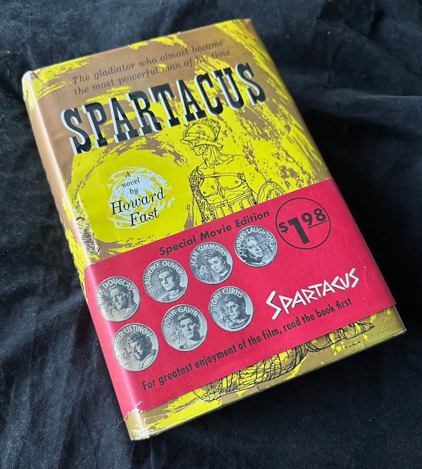 1958 Howard Fast SPARTACUS film photoplay edition with wraparound band