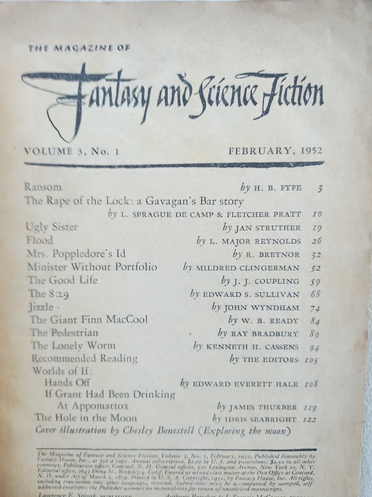 Lot Of (9) The Magazine of Fantasy and Science Fiction Vintage 1950’s – (G) Good