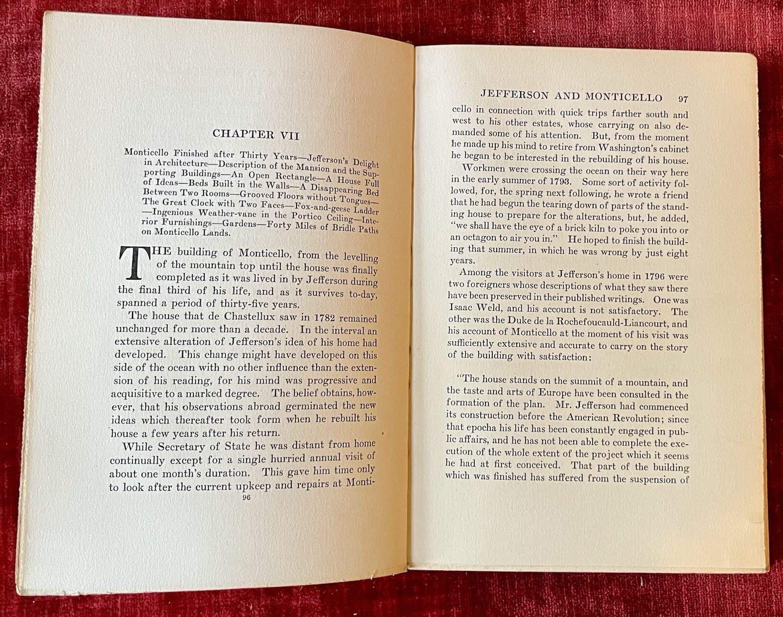 Vintage 1925 Antique Book Jefferson and Monticello Signed Wilstach Illustrated