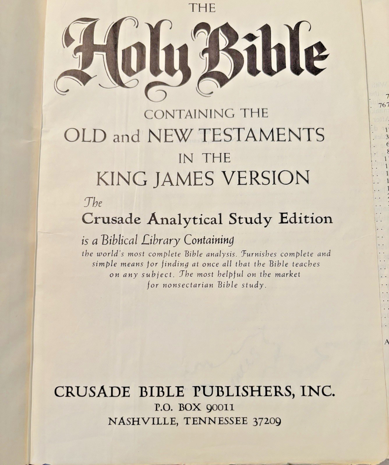 Holy Bible New Analytical Study Edition Genuine Leather Crusade KJV 1970