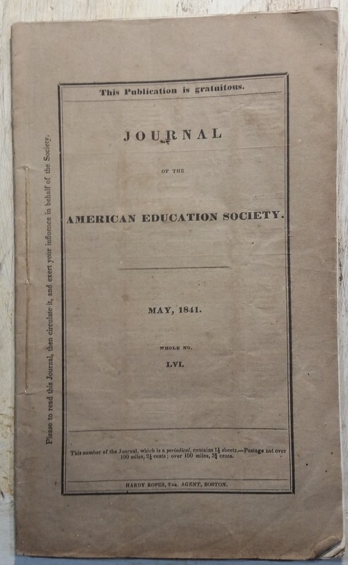 May 1841 Journal of American Education Society Williams College MA Prof Hopkins