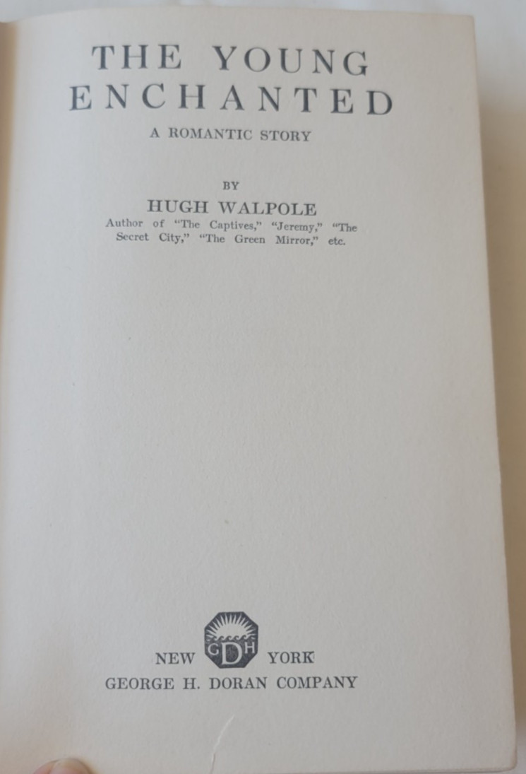 The Young Enchanted by Hugh Walpole 1921 Novel Romance