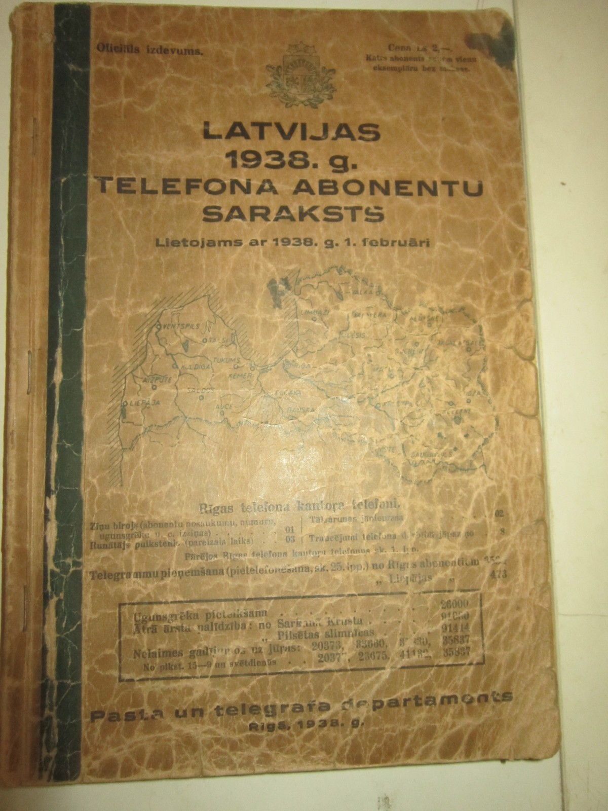 Latvian Telephone Directory 1938 Important Genealogy Reference WW 2 Genealogical