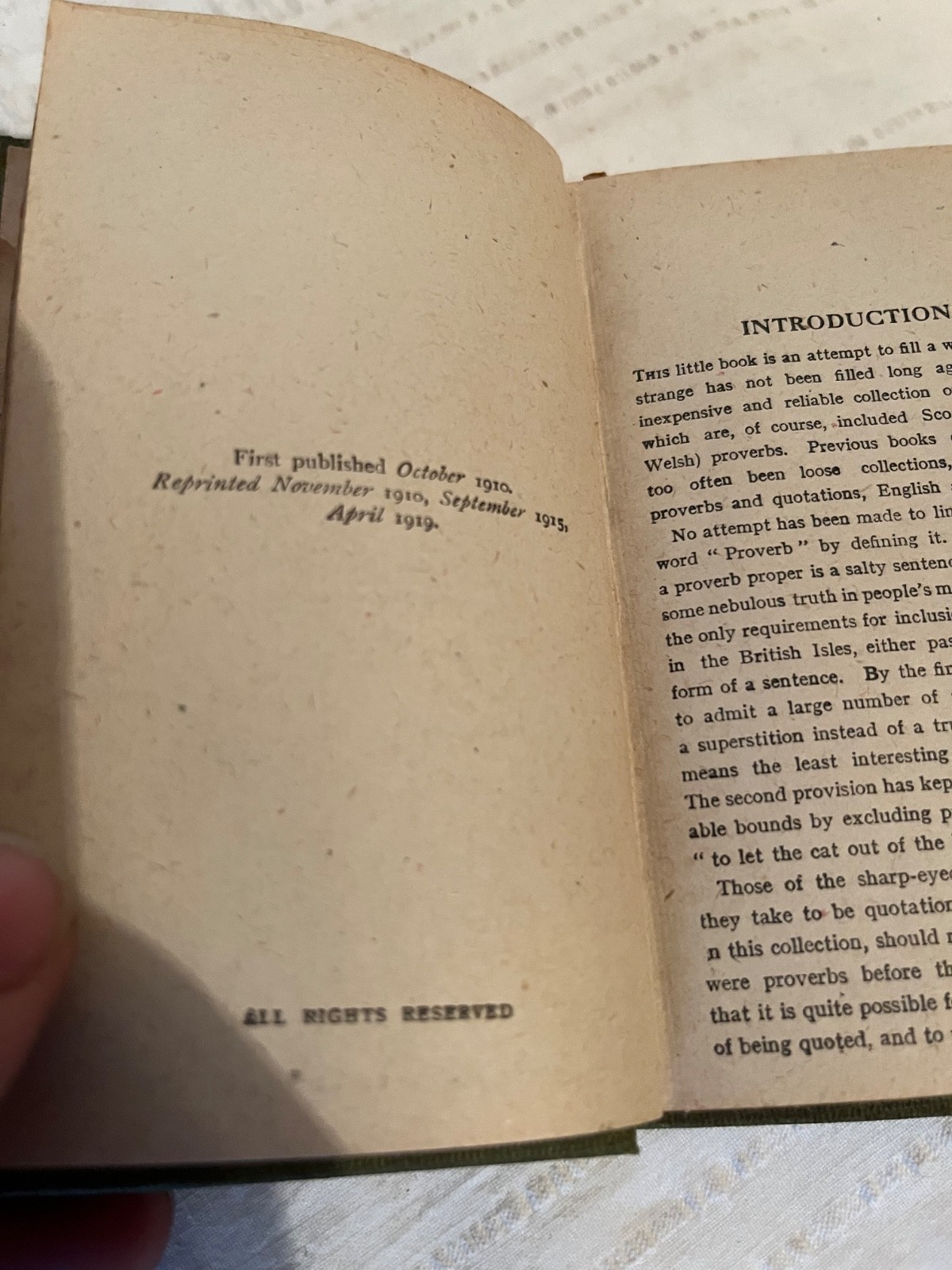 Proverbs and Maxims Cassell’s Pocket Reference Library Small Vintage Book 1919