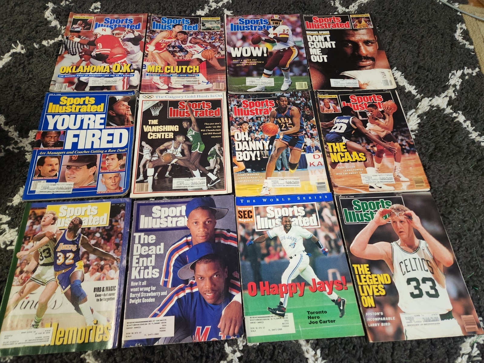 1980’s-90’s Vintage Sports Illustrated Lot Of 12 Larry Bird Magic Johnson Spinks