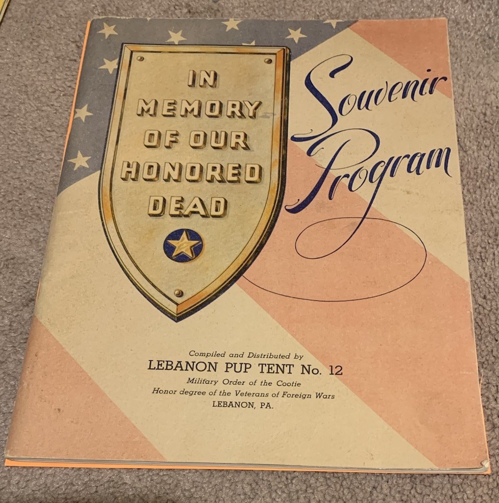 LEBANON PA PUP TENT 12 MILITARY ORDER OF THE COOTIE IN MEMORY OF HONORED DEAD