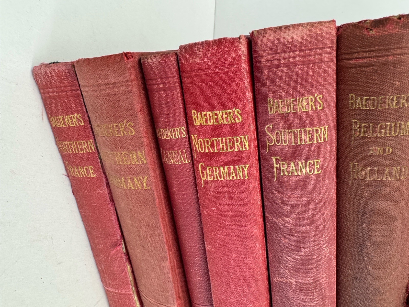 Lot of 9 Antique Baedeker Travel Guides 1891-1910 Rhine Germany Alps France