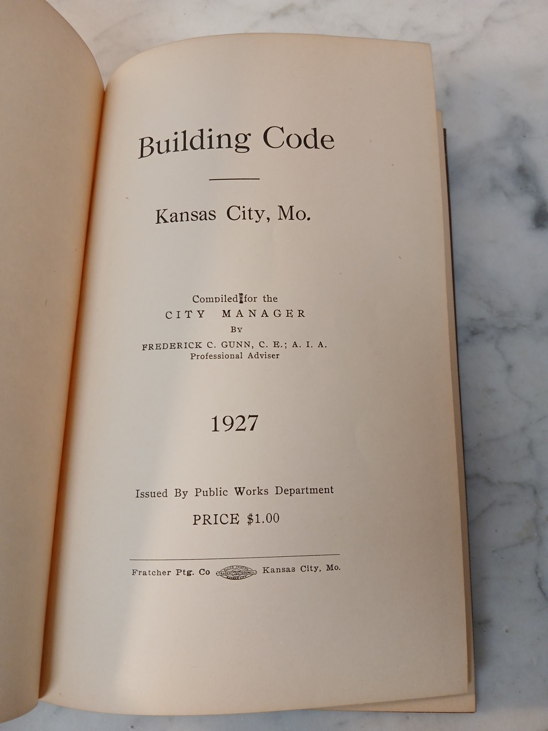 Antique Building Code Book 1927 Kansas City, Missouri Building Codes