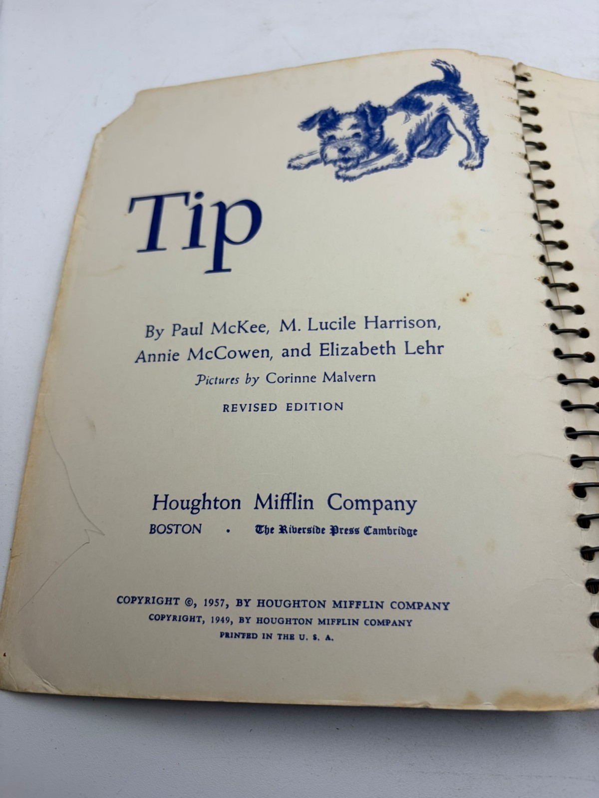 1957 Tip Reading For Meaning Teacher’s Edition Houghton Mifflin Spiral Manual