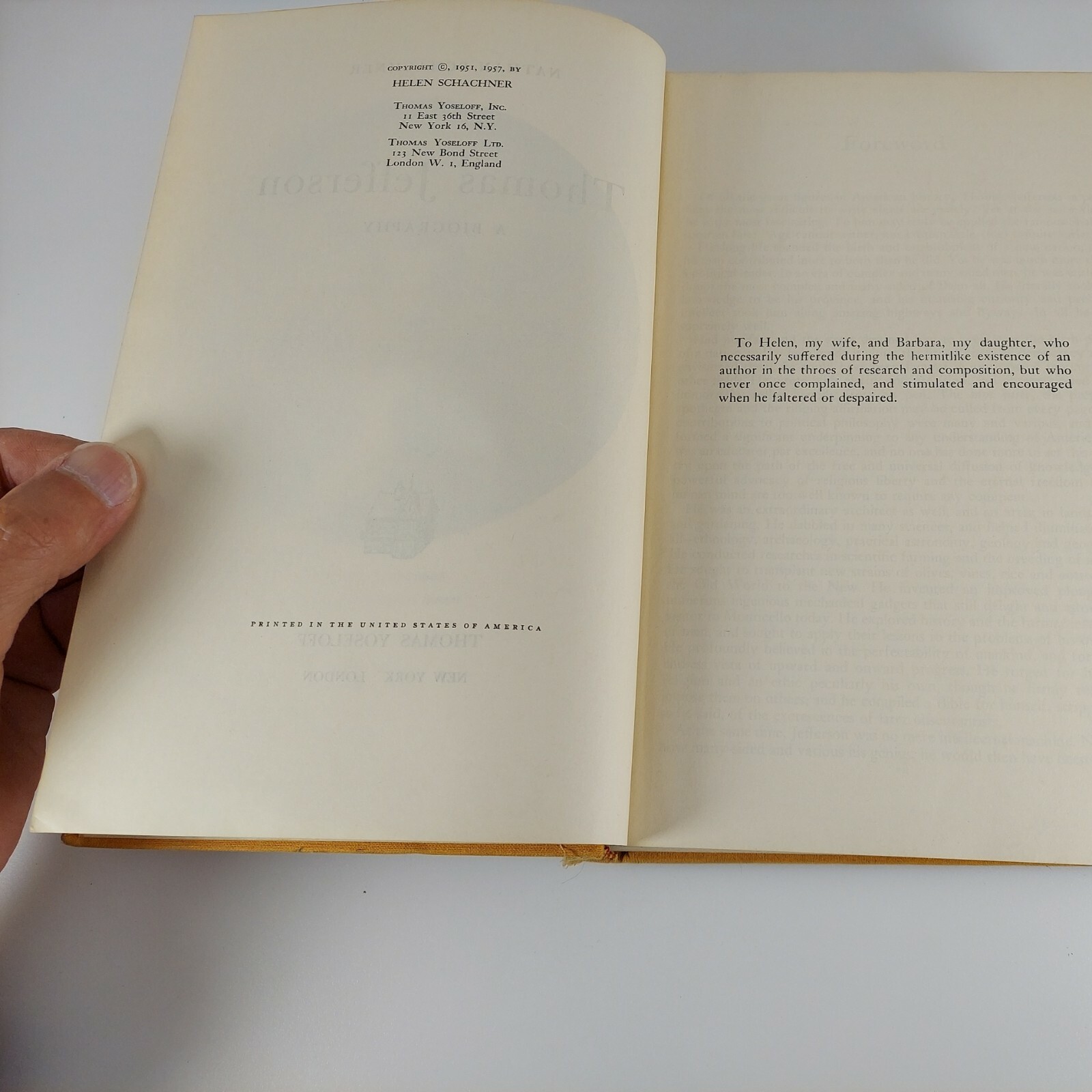 Thomas Jefferson A Biography Nathan Schachner Illustrated HC Thomas Yoseloff