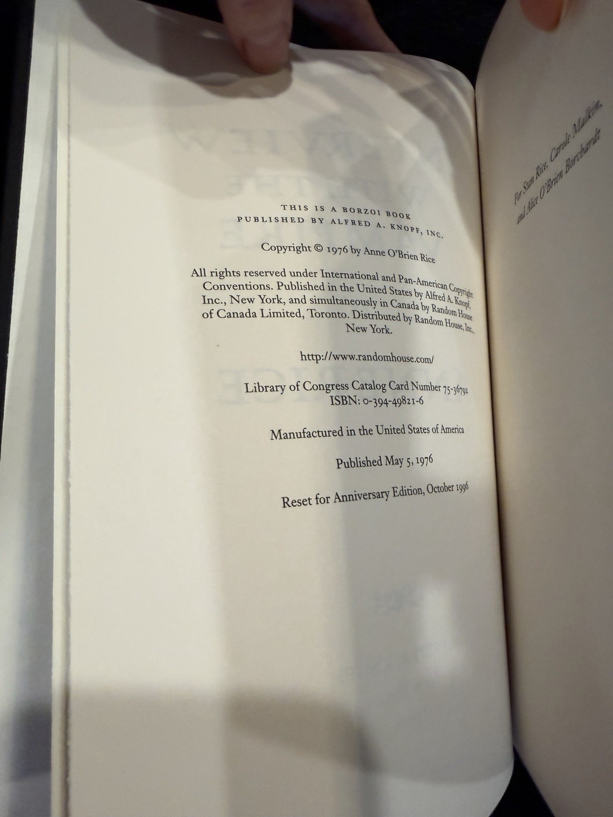 SIGNED Anne Rice Interview with the Vampire 20th Anniversary HC Slipcase 1996