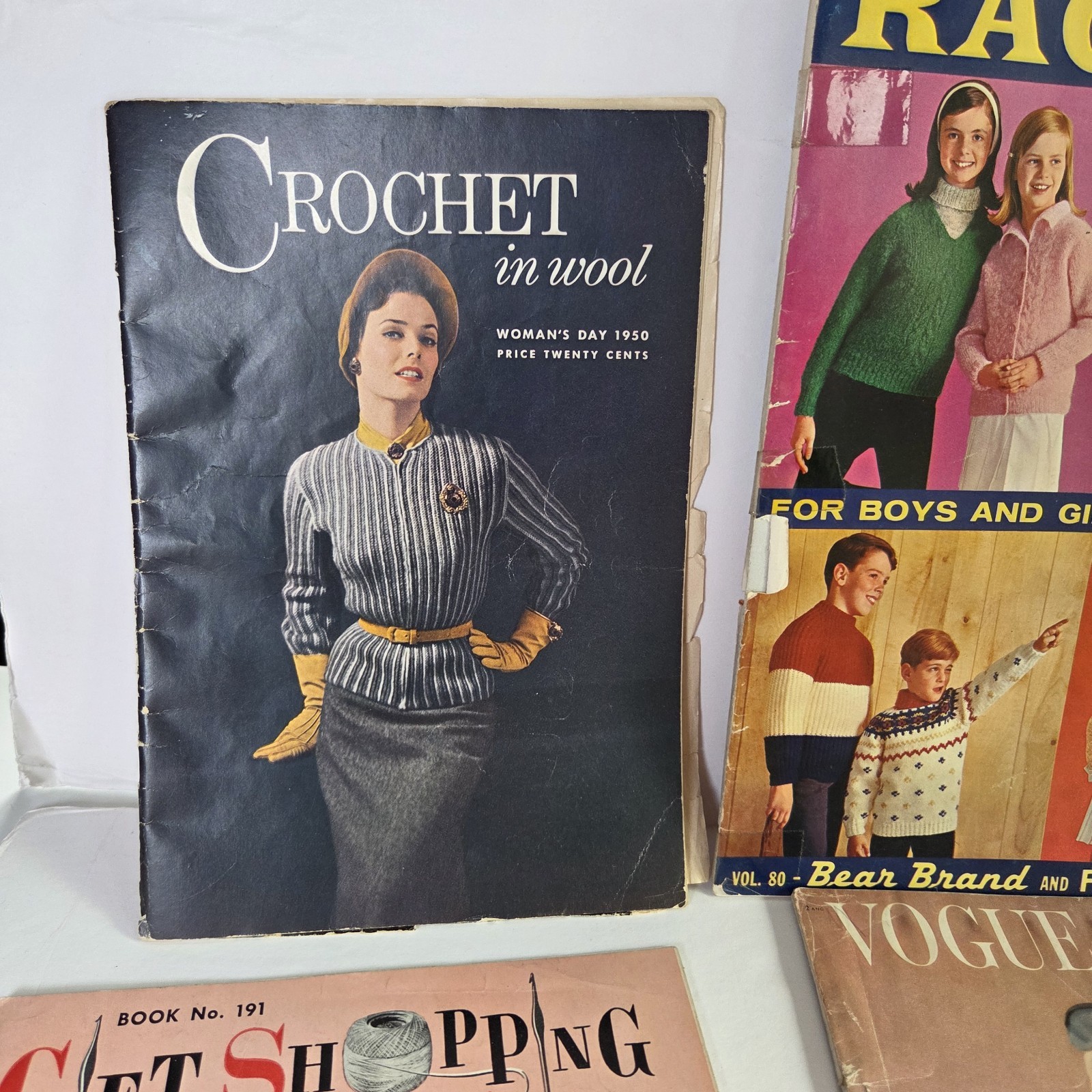 6 Crocheting/Knitting Pattern Vintage DIY Magazines 1940s-50s-60s Vogue Fashion