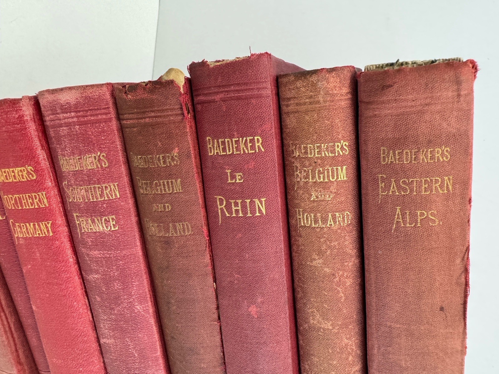 Lot of 9 Antique Baedeker Travel Guides 1891-1910 Rhine Germany Alps France