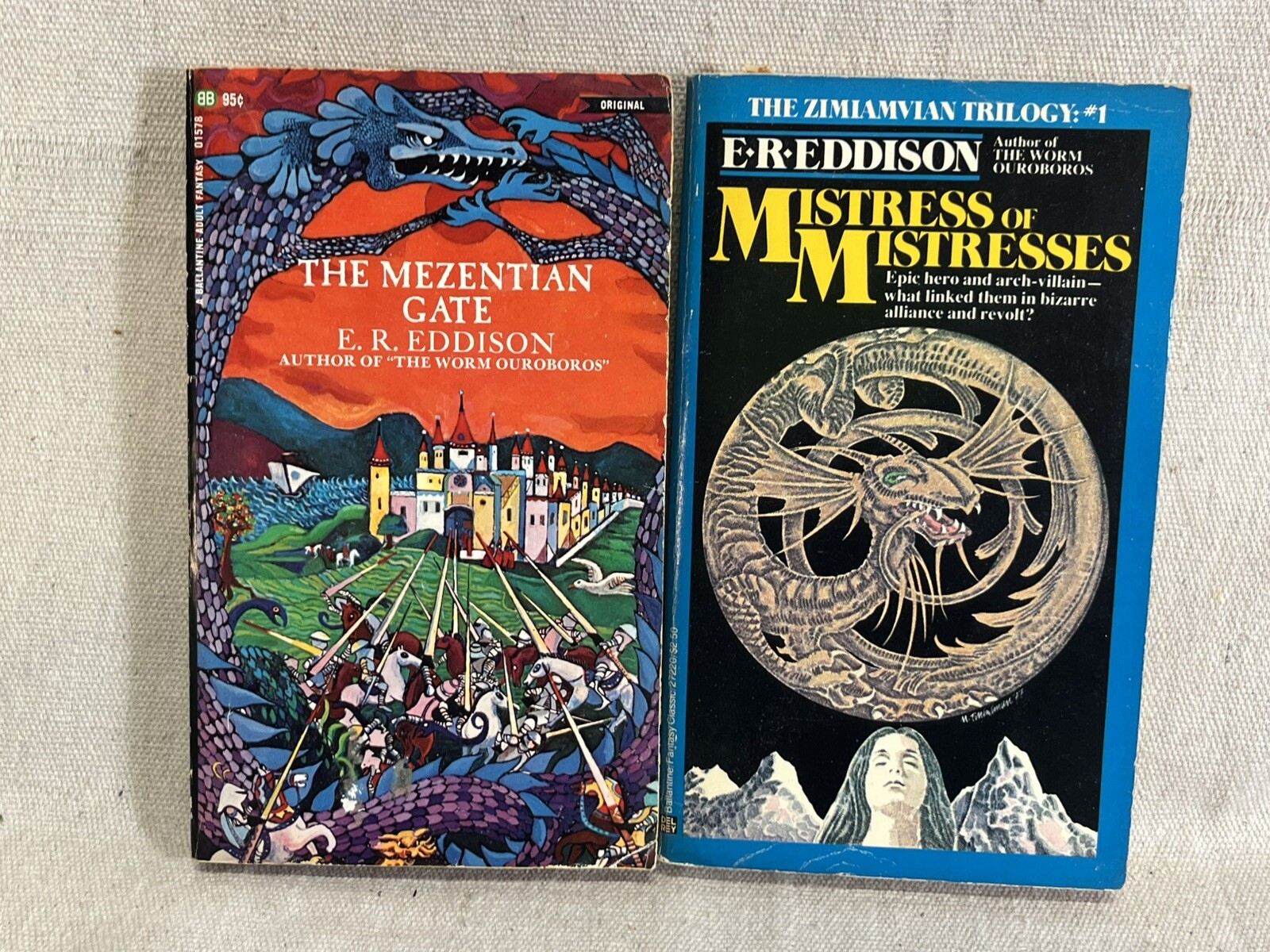 E.R. Eddison Book Lot Of 2 VTG Fantasy Sci Fi Novels Del Rey V6399
