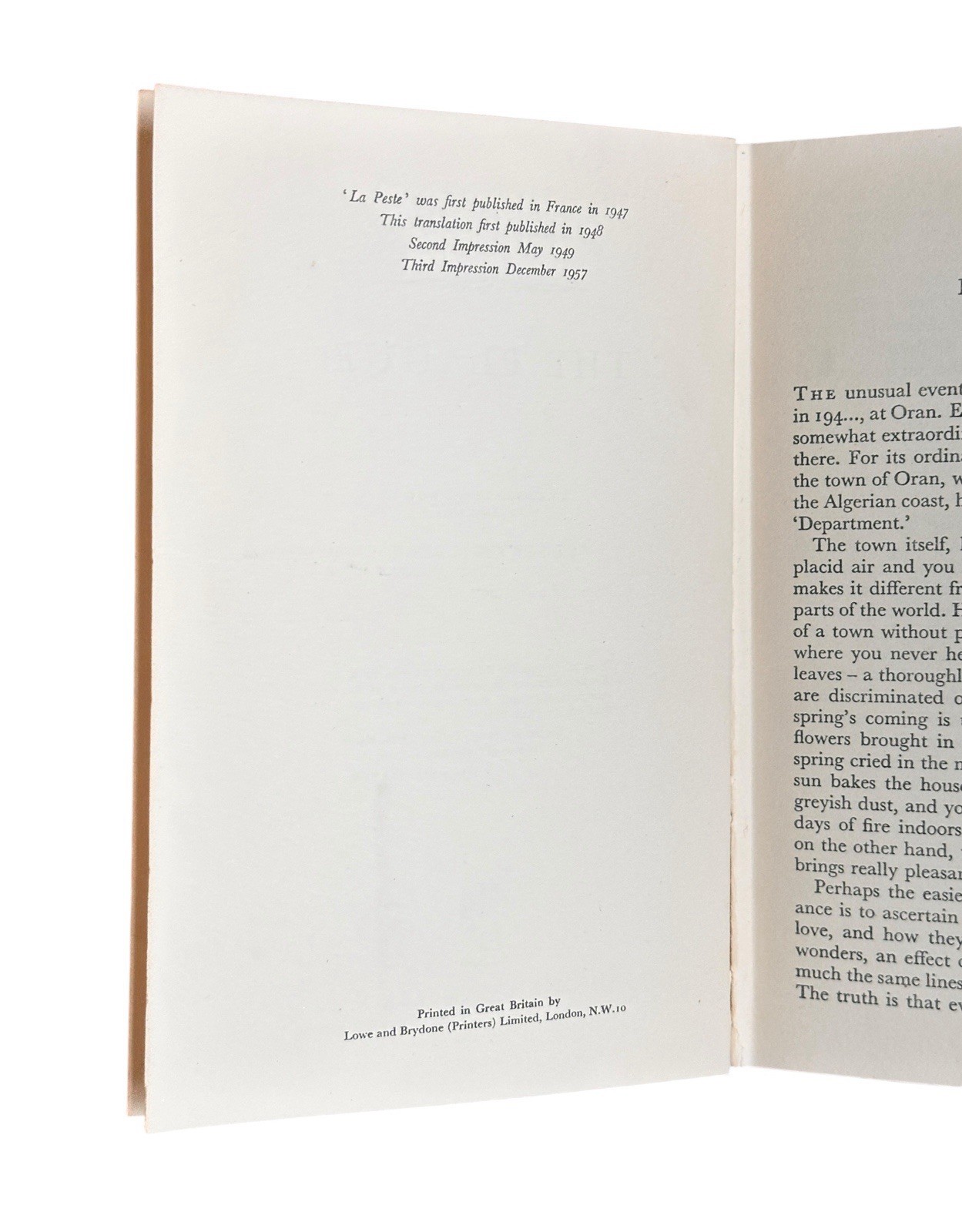 Plague by Albert Camus 1957 Hamish Hamilton