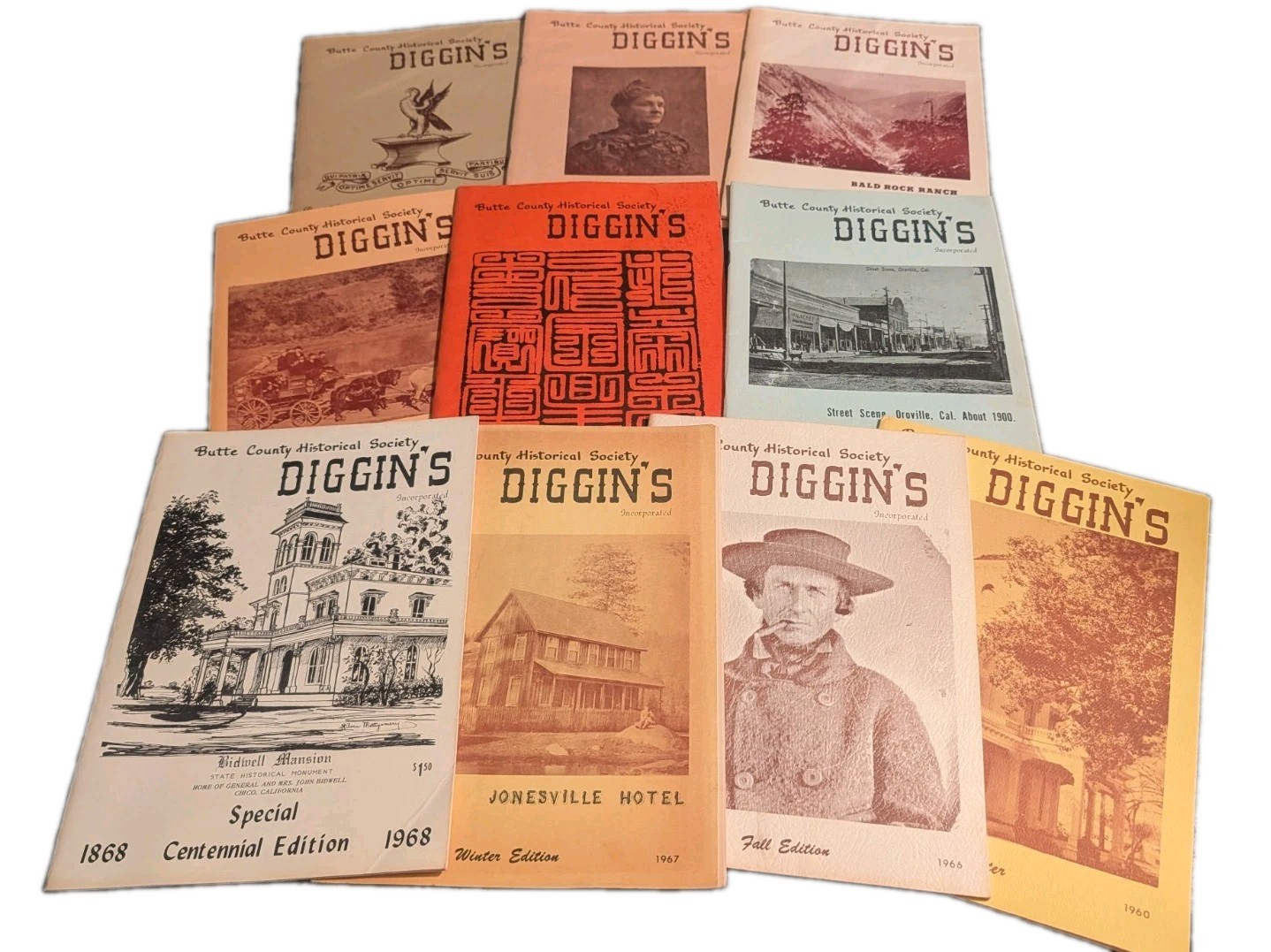 Lot of 10 Butte County CA Historical Society Diggin’s 60-s; 70-es Chico Oroville