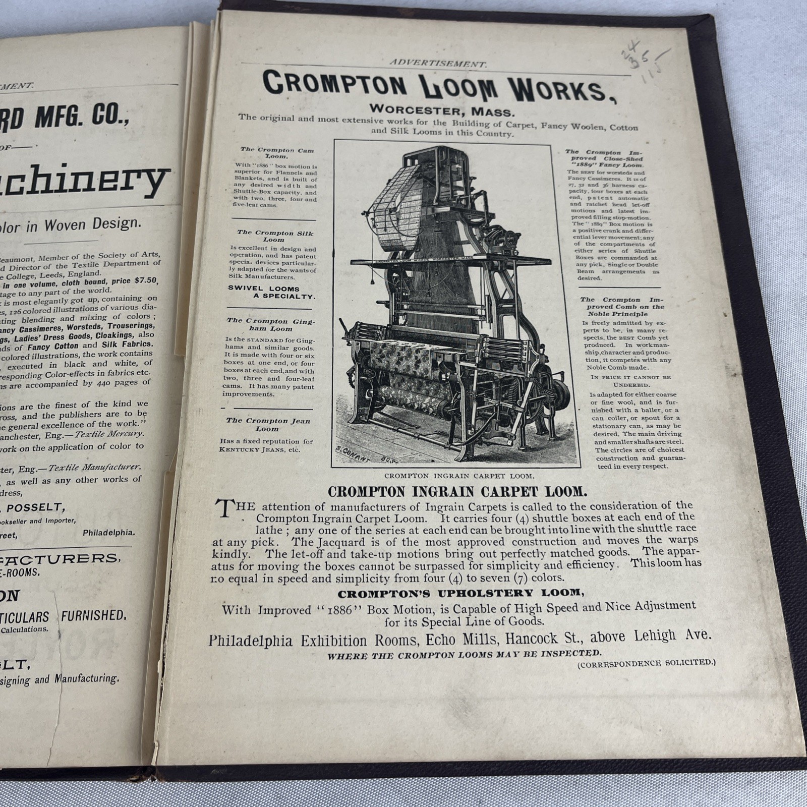 The Jacquard Machine Analyzed and Explained – E. A. Posselt 3rd Edition – 1893