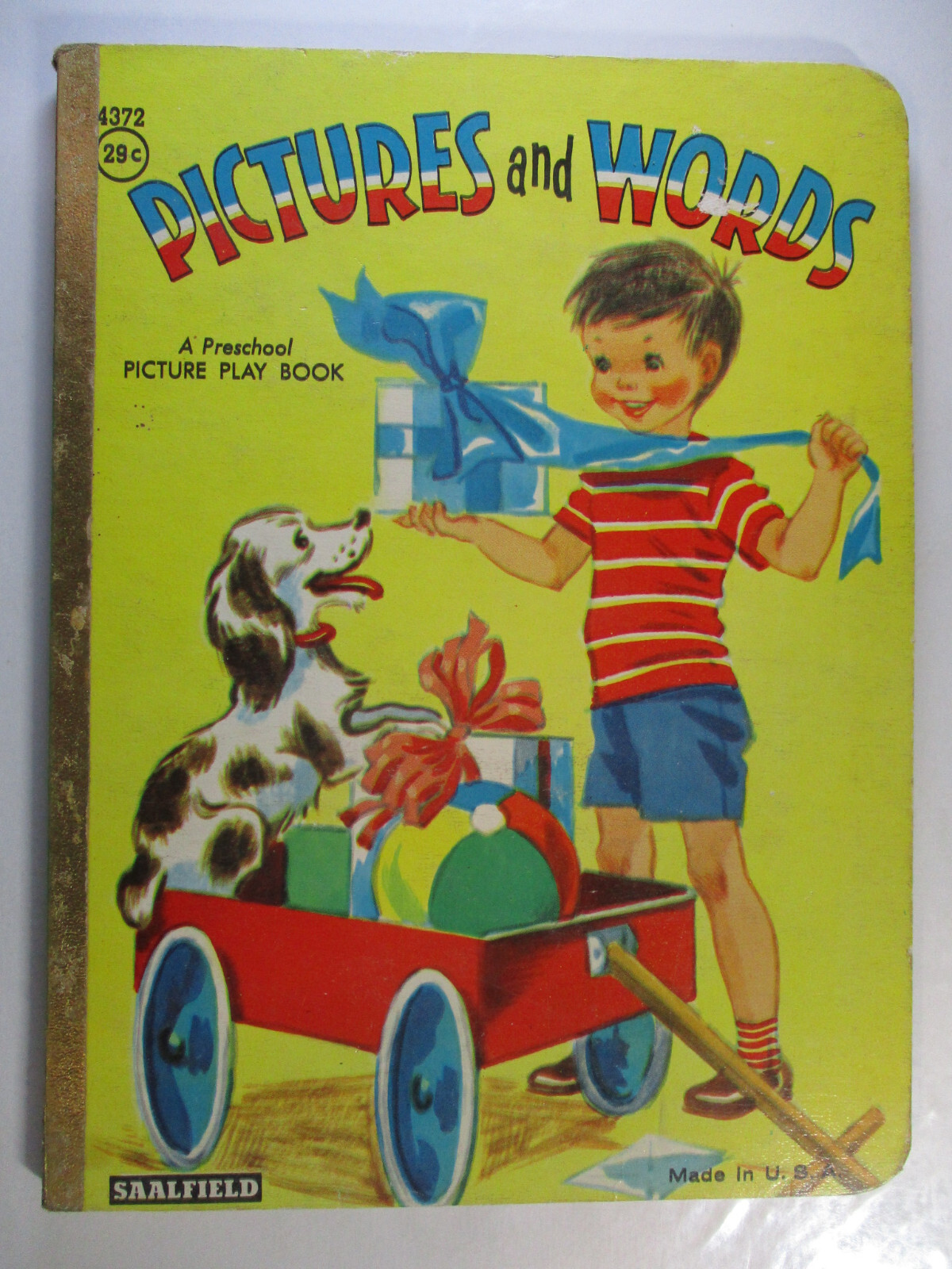 Pictures and Words, Preschool Picture Play Book, Board Book, Saalfied, 1960s