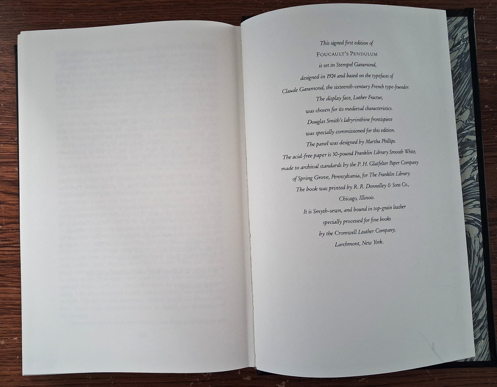 Franklin Library Foucault’s Pendulum Umberto Eco Leather Signed 1st Edition
