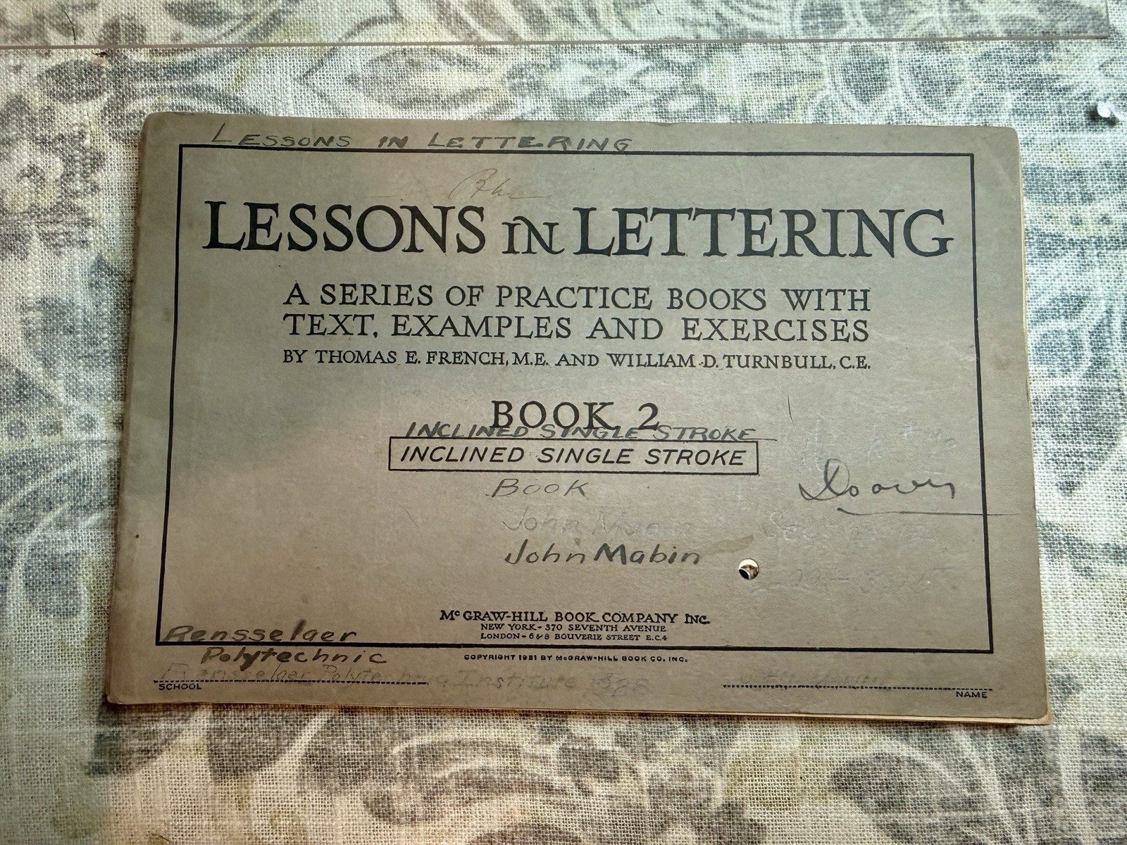1921 LESSONS IN LETTERING Book 2 McGraw-Hill Single Draftsman Penmanship