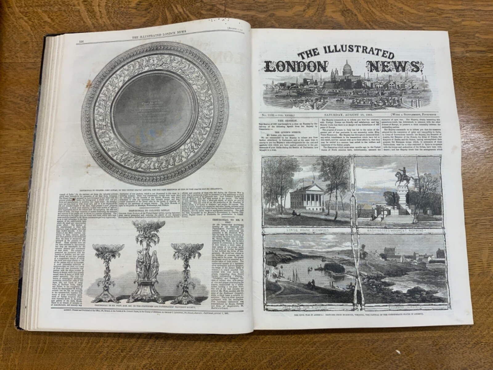 1861 Illus. London News: Vol. XXXIX, Jul – Dec., Nos. 1097-1124 – Am. Civil War
