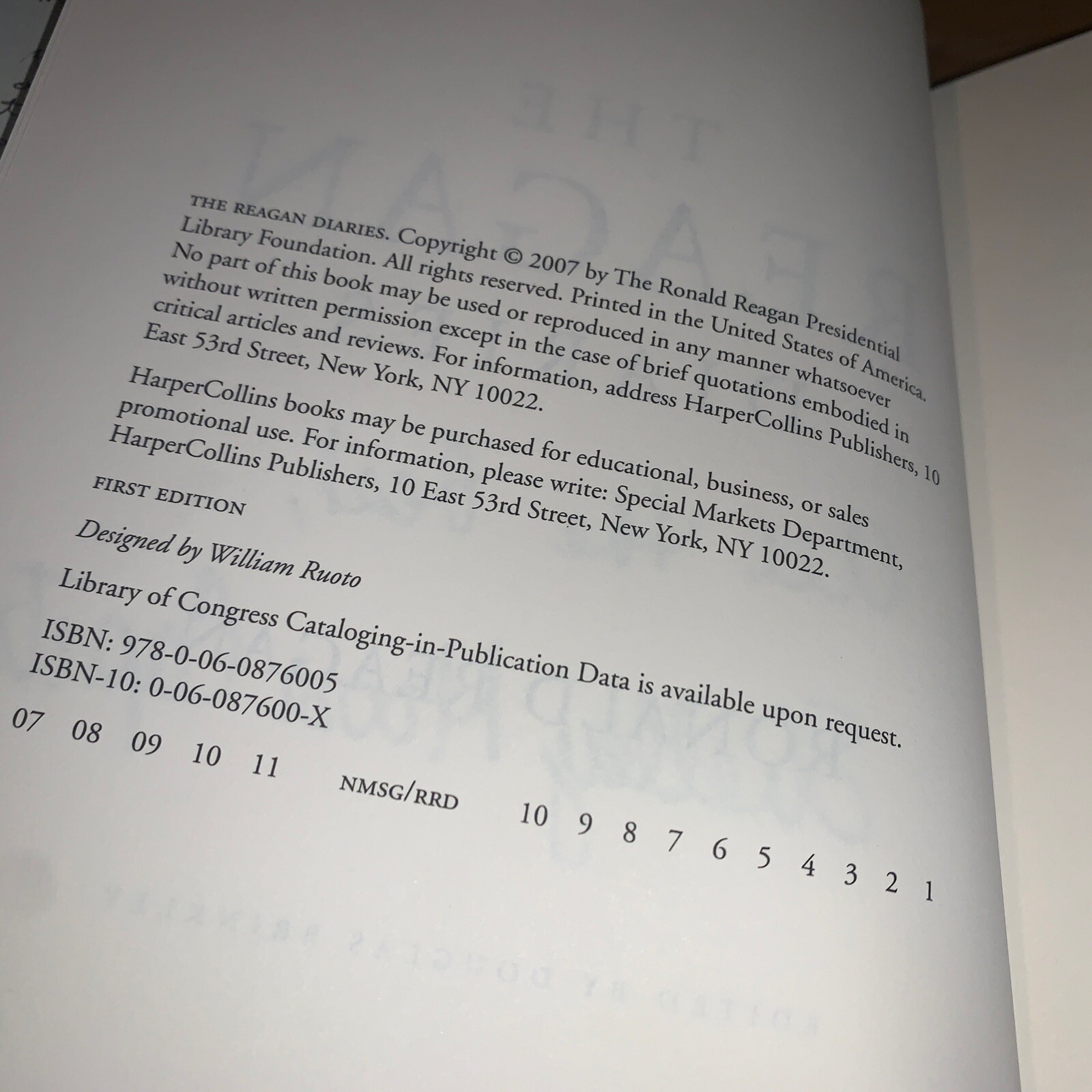 2007 The Reagan Diaries By Ronald Reagan Hardback Signed by Shelley Moore Capito