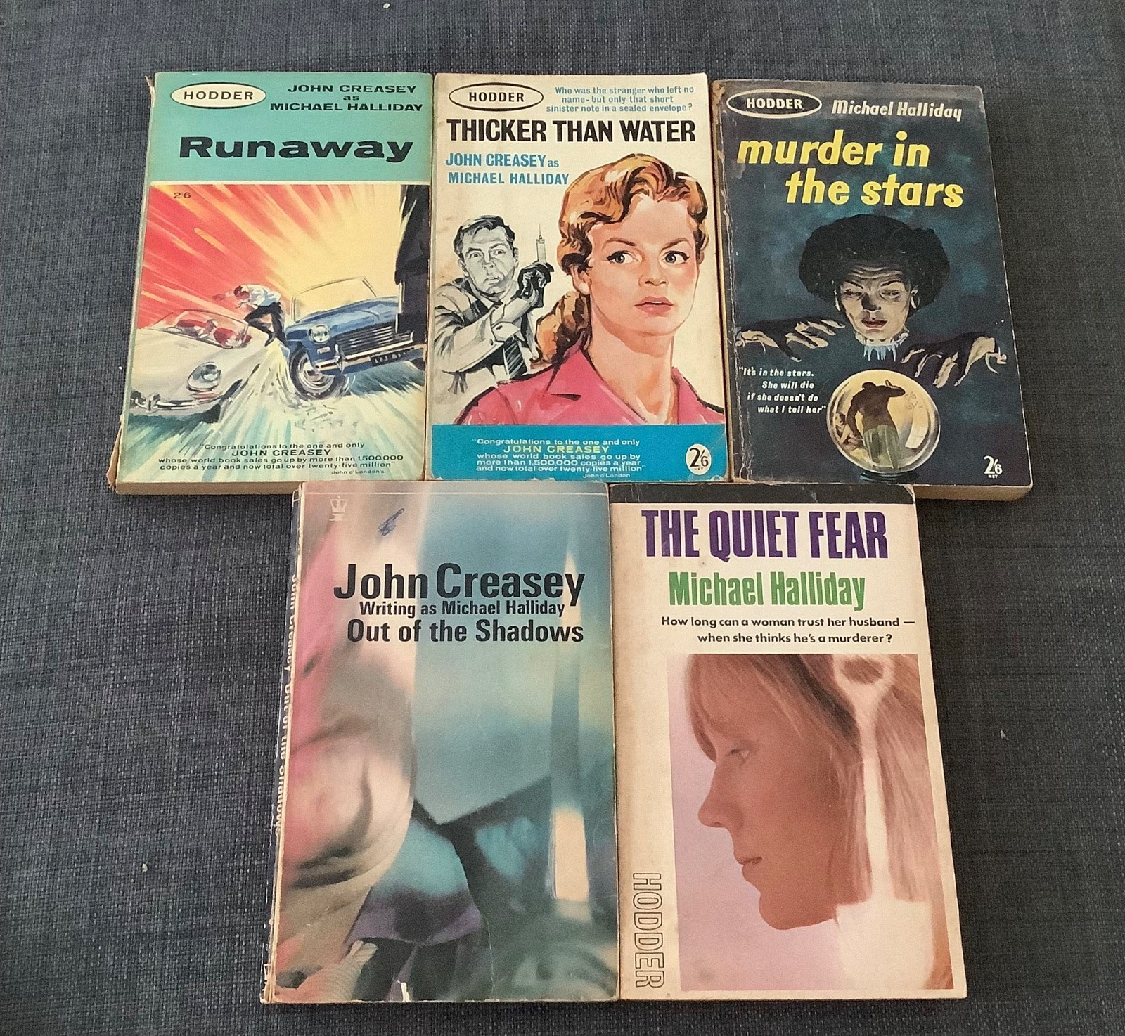 JOB LOT: 5 x John Creasey as Michael Halliday Hodder Paperbacks 1960-1967
