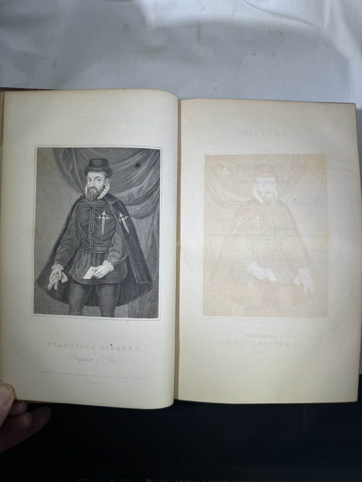 ANTIQUE 1851 HISTORY OF THE CONQUEST OF PERU by William H. Prescott Vol. I Gift