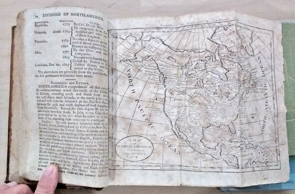 1807 Geography Made Easy by Jedidiah Morse, leather, two maps