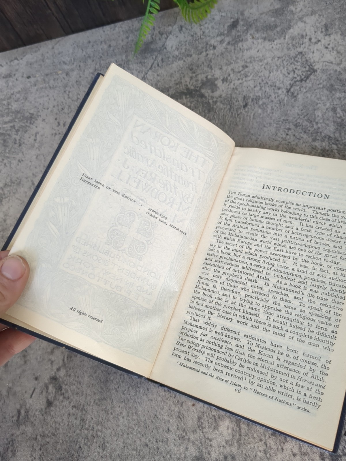 The Koran 1911 Everyman’s Library Ernest Rhys Translated By Rodwell J.M Dent
