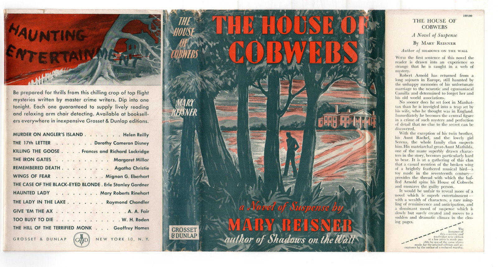 Mary Reisner HOUSE OF COBWEBS 1944 Hardcover Dust Jacket Mystery Clues Manhattan