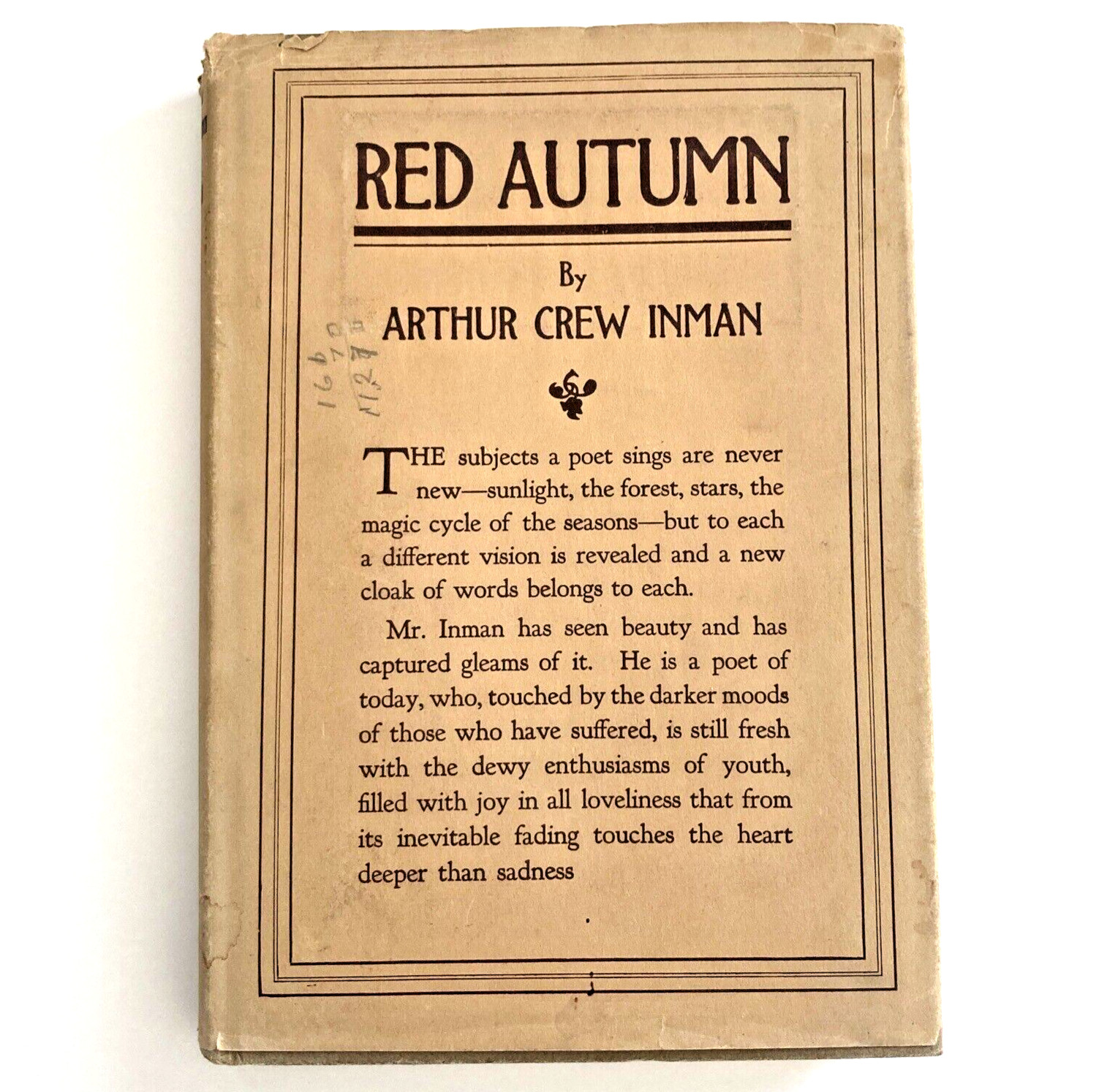 Red Autumn by Arthur Crew Inman 1920 1st Edition – Rare