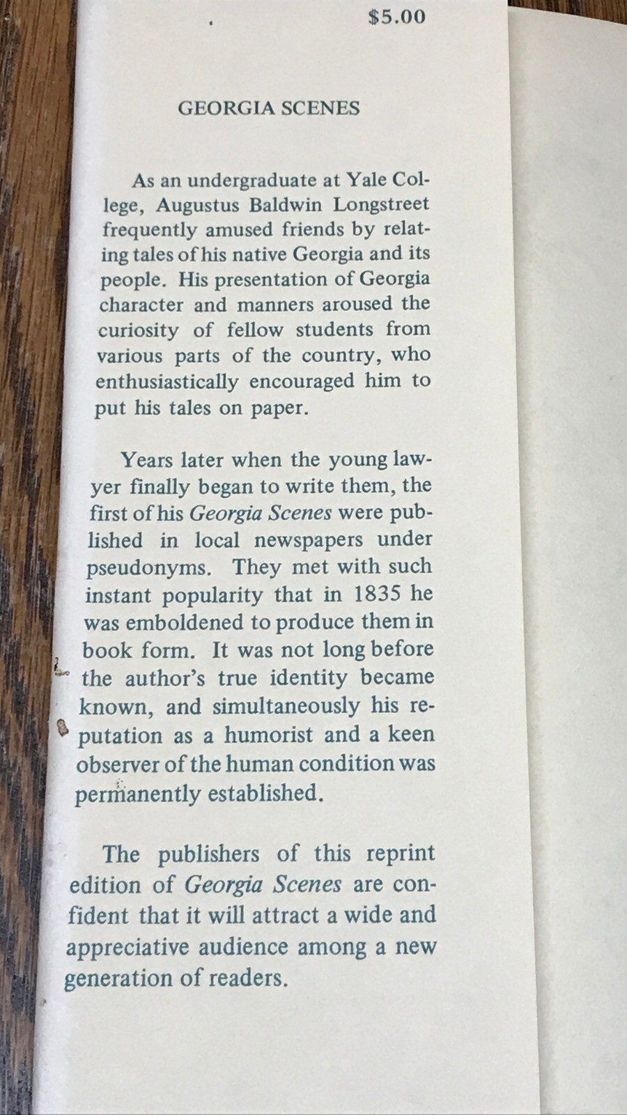 Georgia Scenes; Characters, Incidents 1785-1835, Augustus Baldwin Longstreet HC