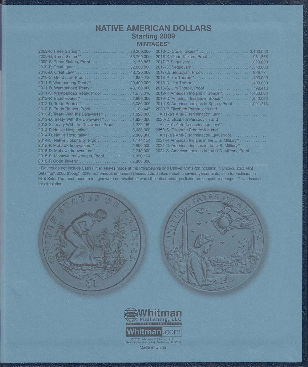 Native American Dollars Coins Album 2009-Date Whitman 3210 Free Shipping Deal