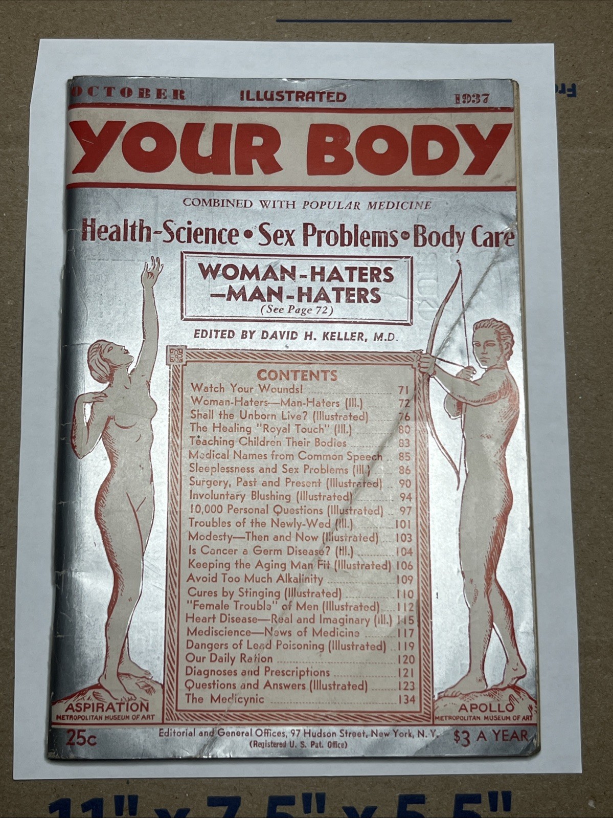Vintage 1937 YOUR BODY Magazine Sex Problems Health Science Risque Art Deco Pulp