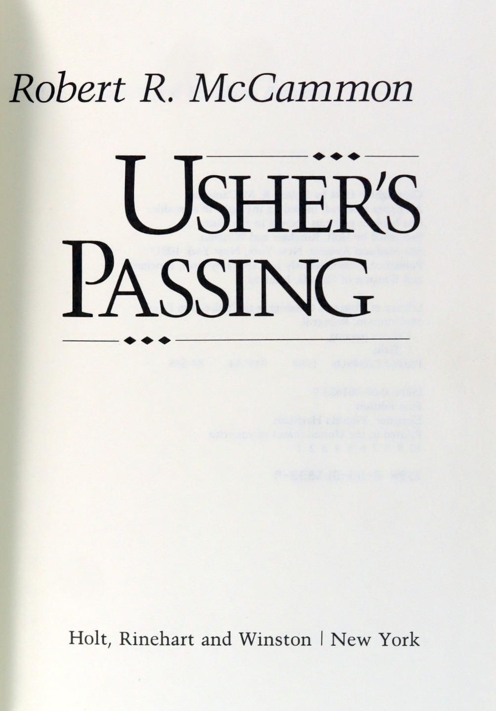 Robert McCammon 1st Ed 1984 Usher’s Passing Hardcover w/Dustjacket
