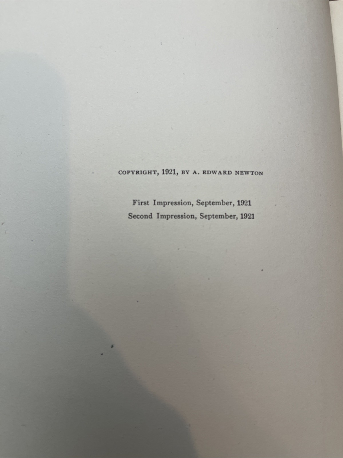 A Magnificent Farce By A. Edward Newton 1921 1st Edition 2nd Printing HC